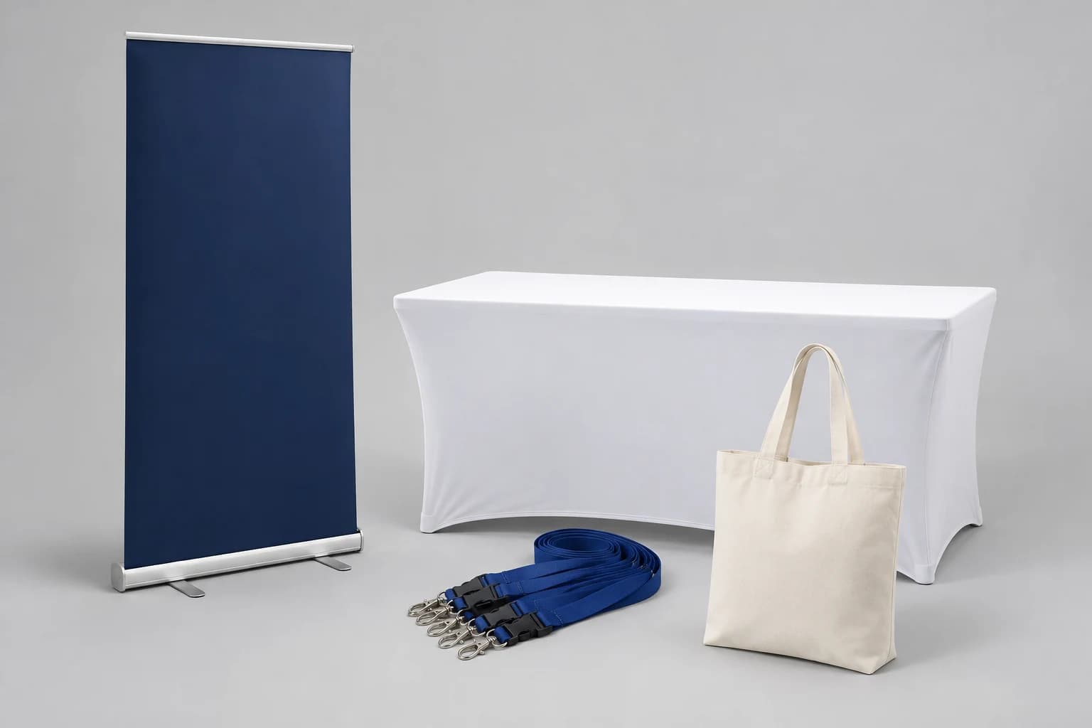 Illustrative trade shows and events merchandise arrangement