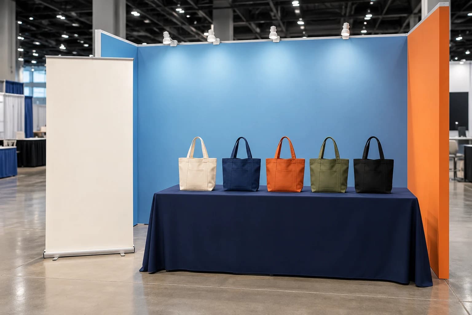 Illustrative trade show solutions program scene